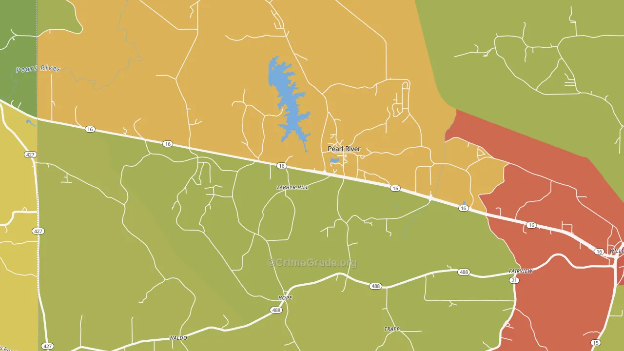 Pearl River, MS Map of Drug-Related Crime Rates