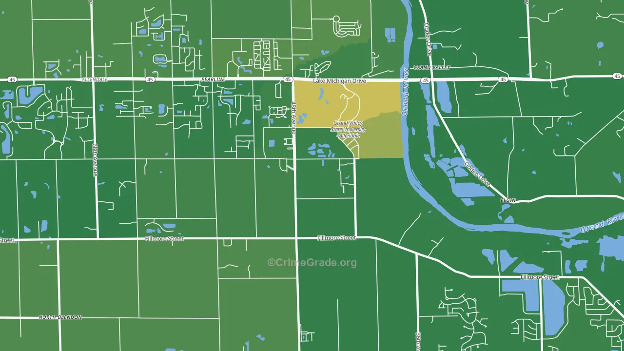 Pearline, MI Map of Drug-Related Crime Rates