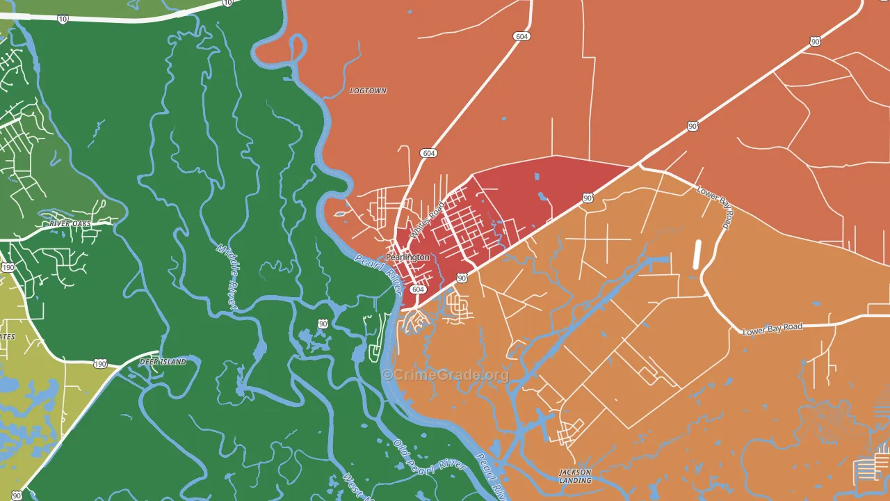Pearlington, MS Map of Drug-Related Crime Rates