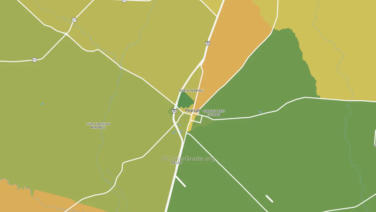 Pearsall, TX Map of Drug-Related Crime Rates