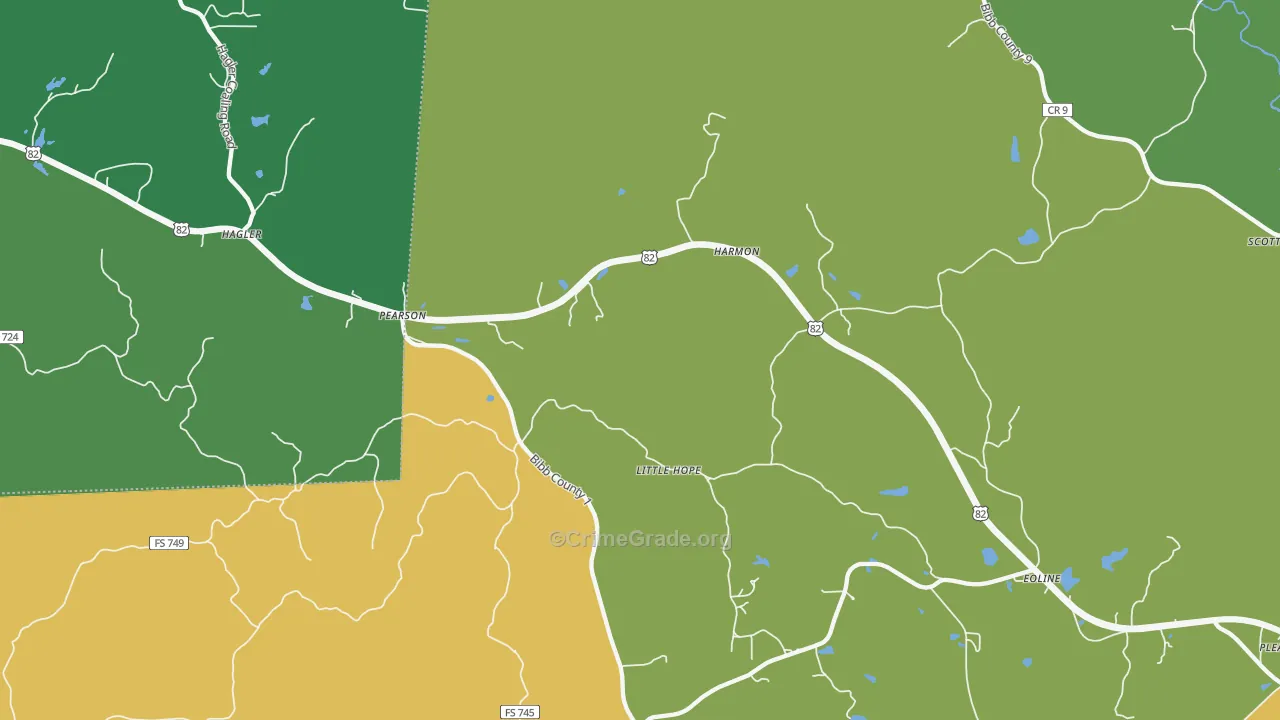 Pearson, AL Map of Drug-Related Crime Rates