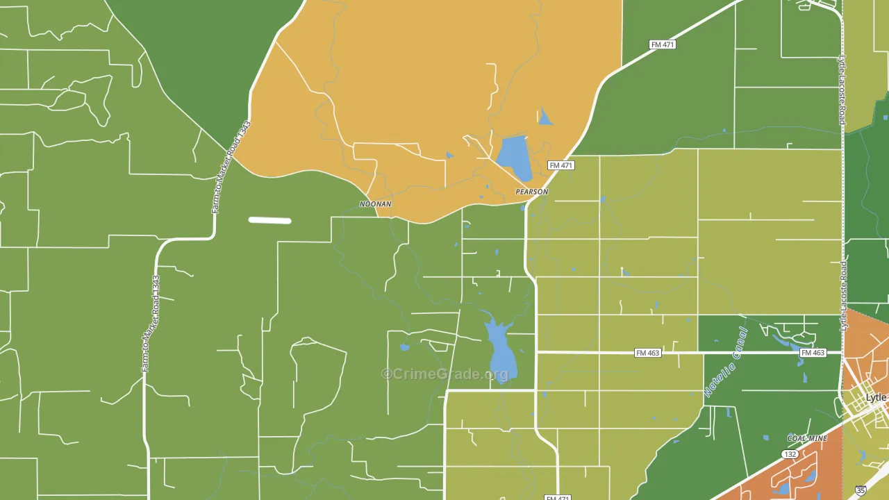 Pearson, TX Map of Drug-Related Crime Rates