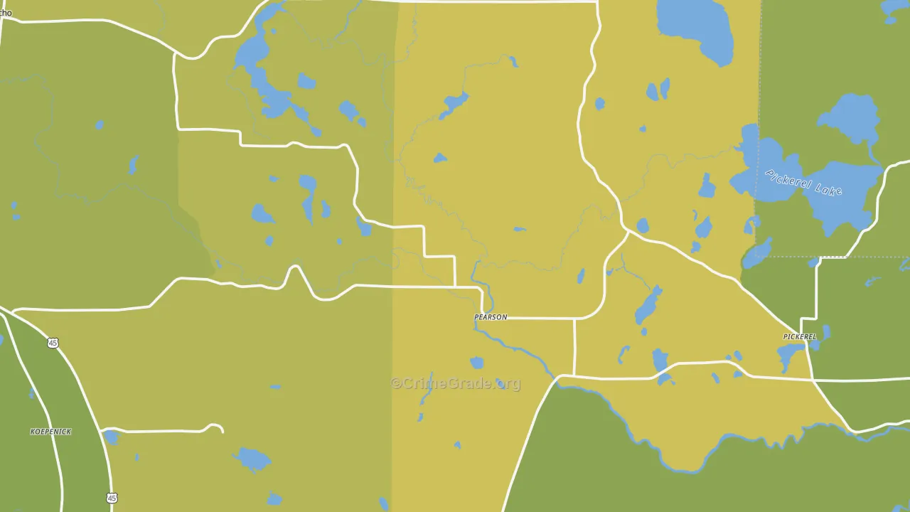 Pearson, WI Map of Drug-Related Crime Rates