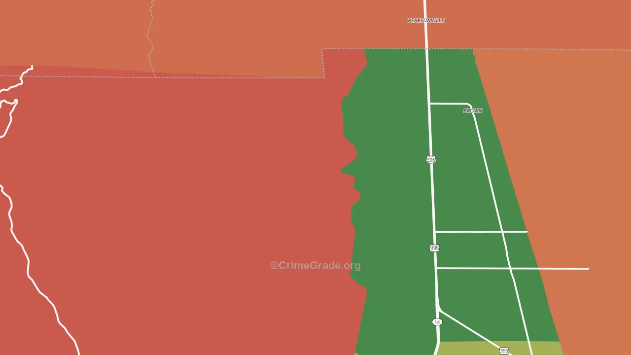 Pearsonville, CA Map of Drug-Related Crime Rates