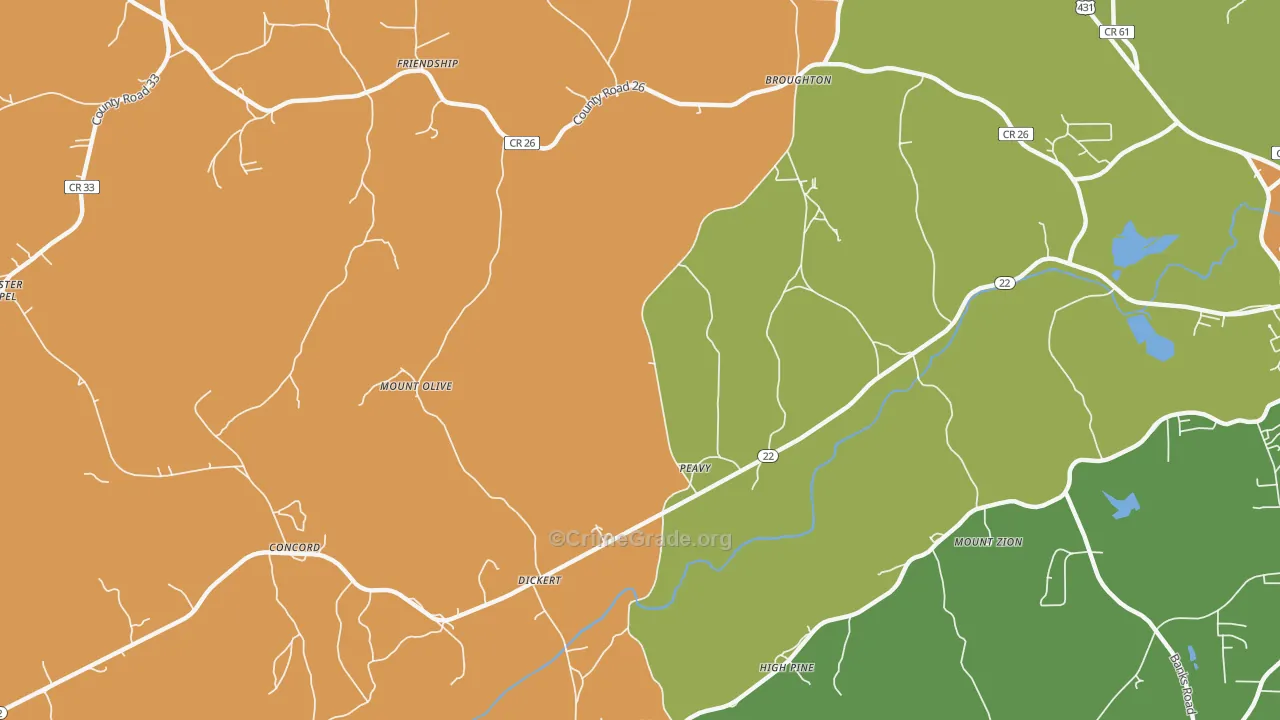 Peavy, AL Map of Drug-Related Crime Rates