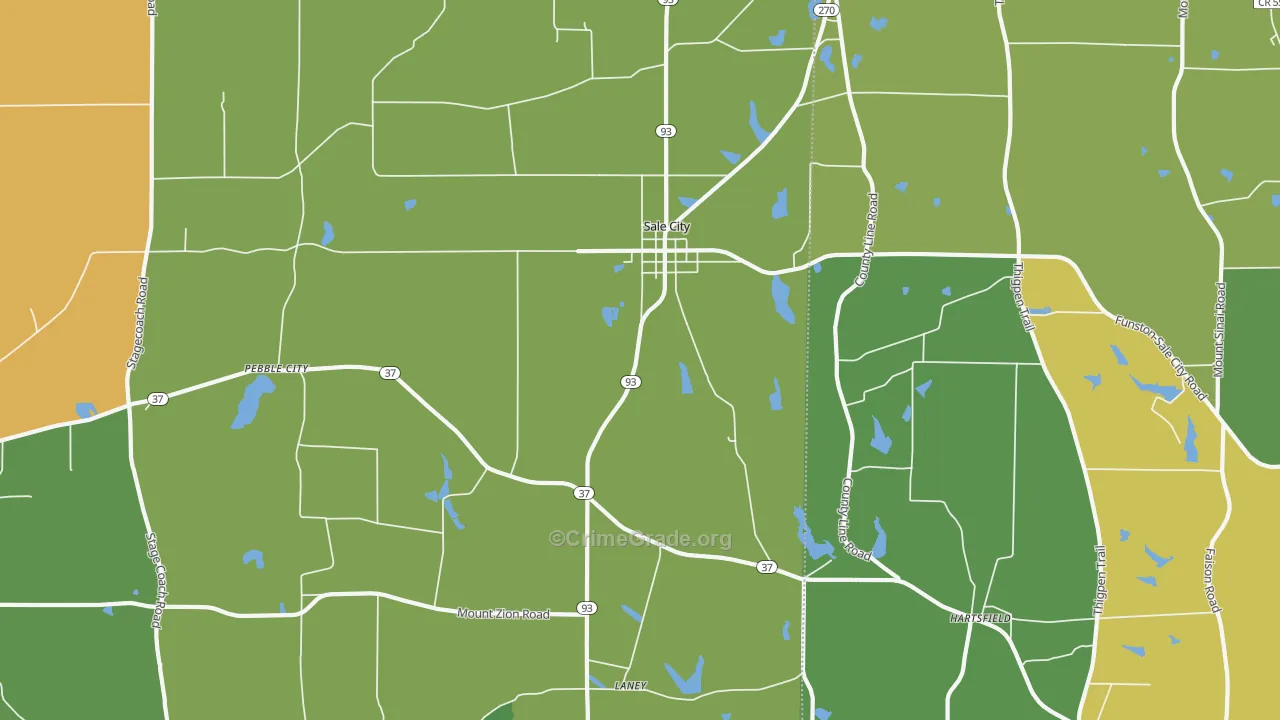 Pebble City, GA Map of Drug-Related Crime Rates