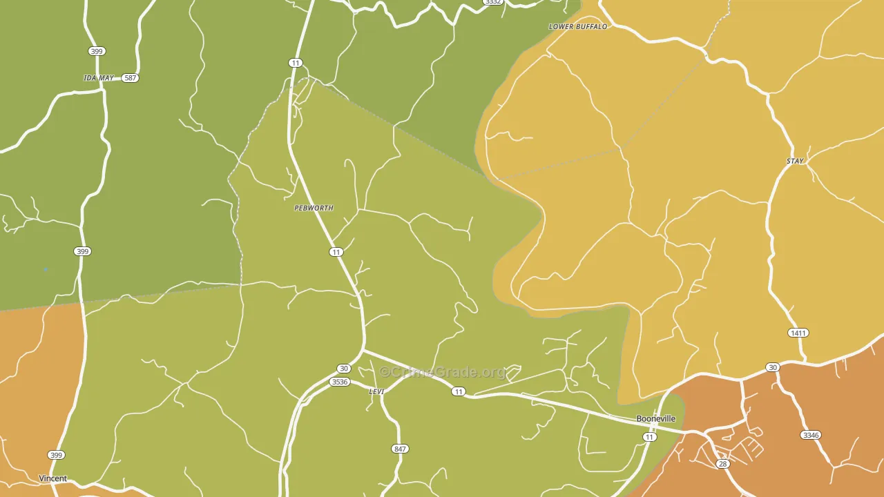 Pebworth, KY Map of Drug-Related Crime Rates