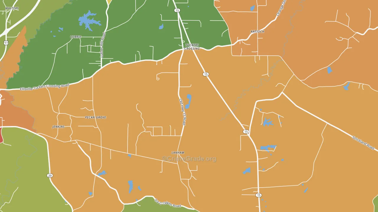 Pecan Grove, MS Map of Drug-Related Crime Rates