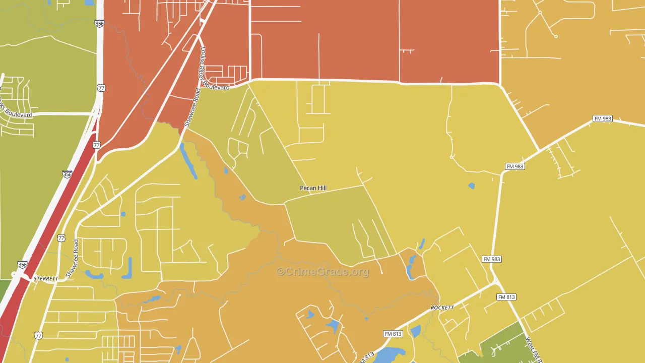 Pecan Hill, TX Map of Drug-Related Crime Rates