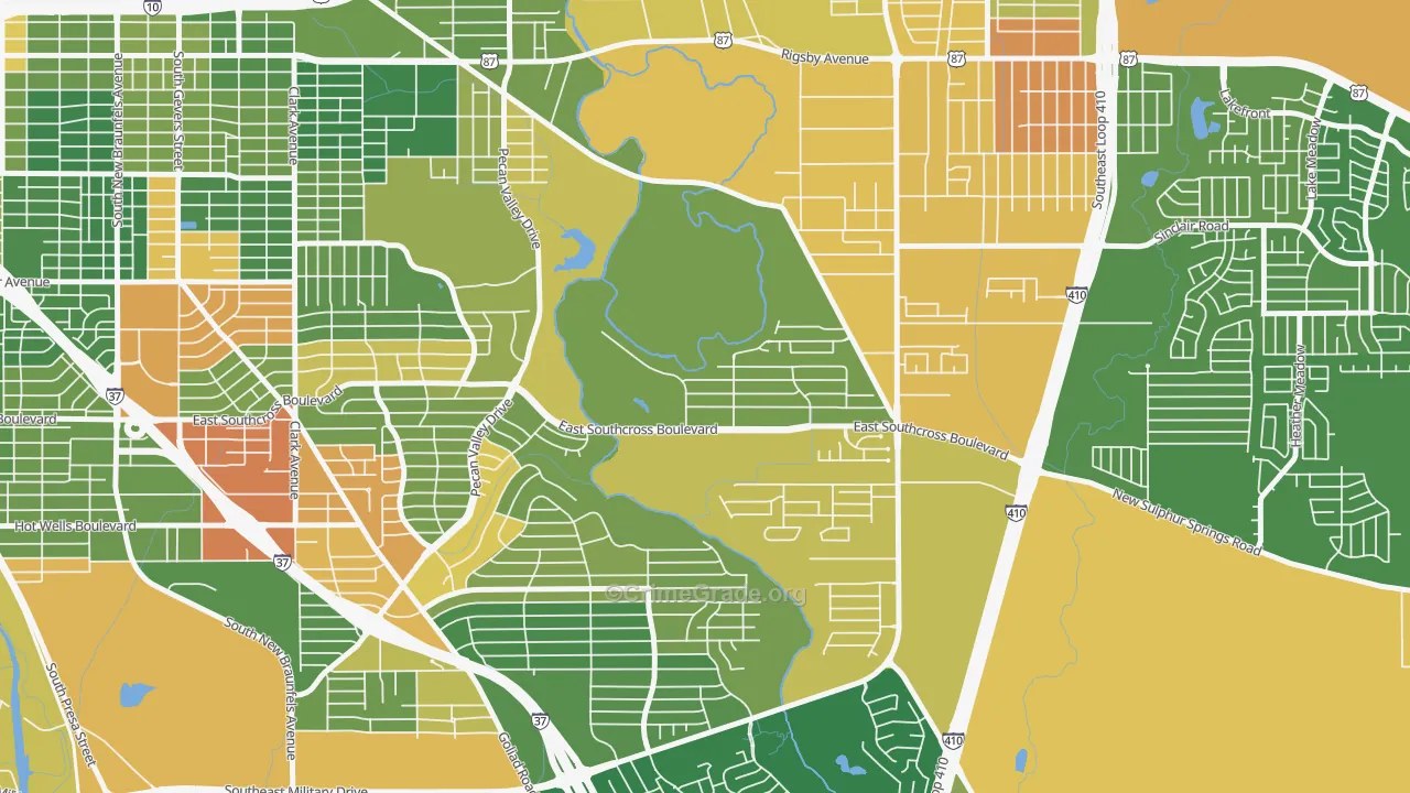 Pecan Valley, San Antonio, TX Map of Drug-Related Crime Rates