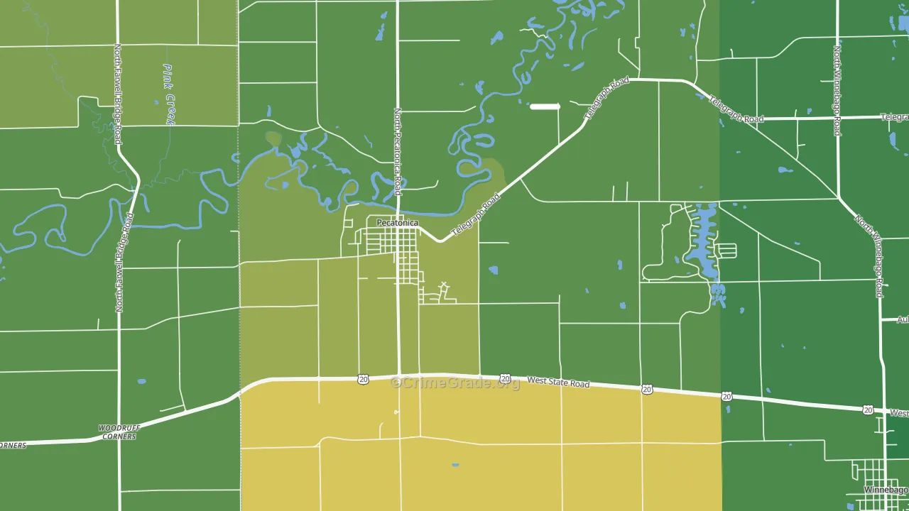Pecatonica, IL Map of Drug-Related Crime Rates