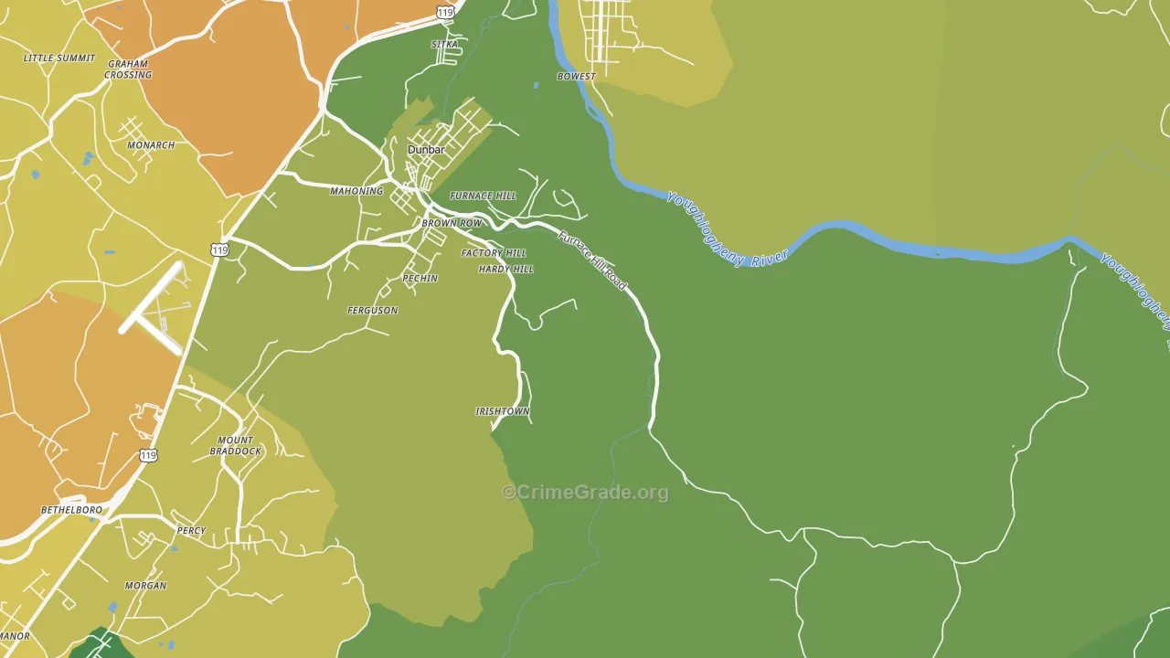 Pechin, PA Map of Drug-Related Crime Rates