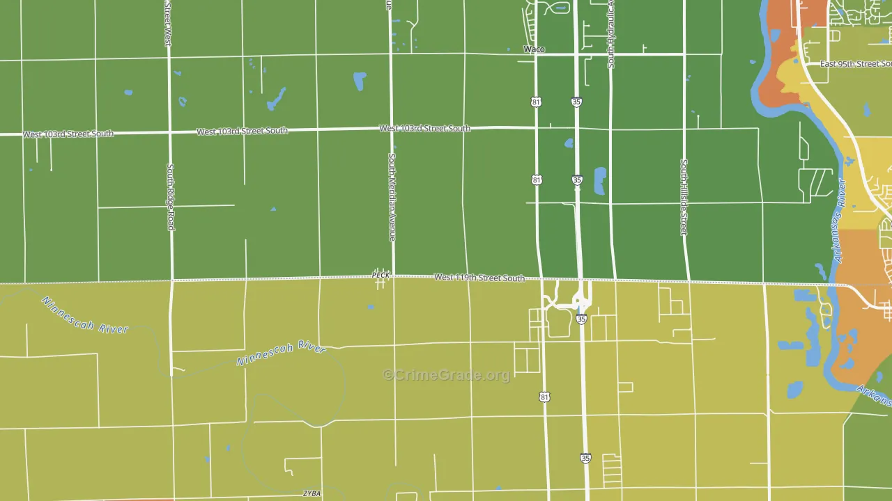 Peck, KS Map of Drug-Related Crime Rates