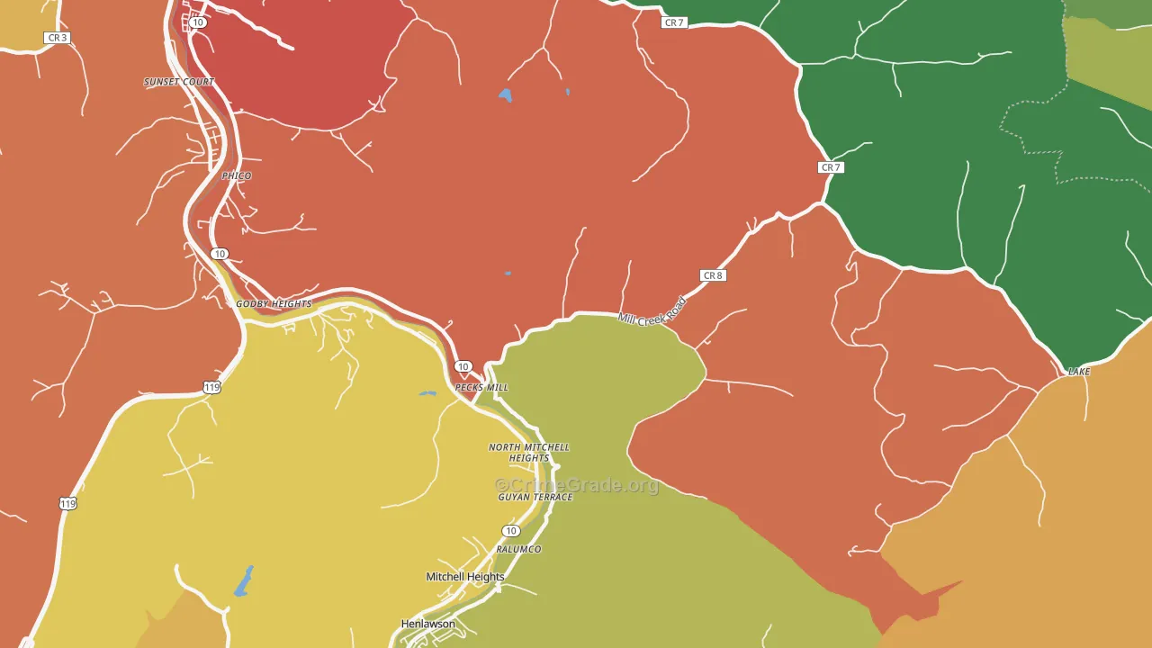 Pecks Mill, WV Map of Drug-Related Crime Rates