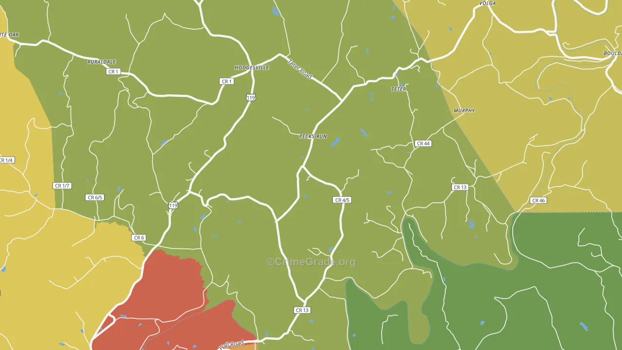Pecks Run, WV Map of Drug-Related Crime Rates