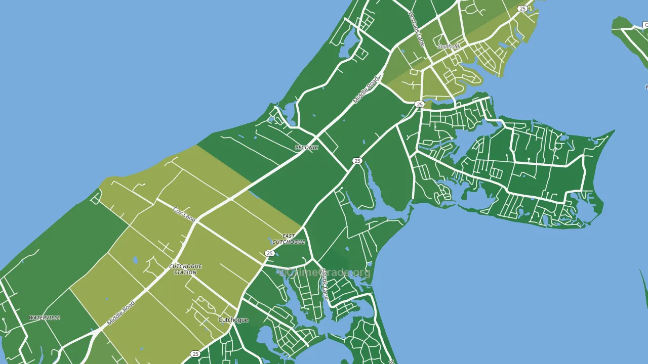 Peconic, NY Map of Drug-Related Crime Rates
