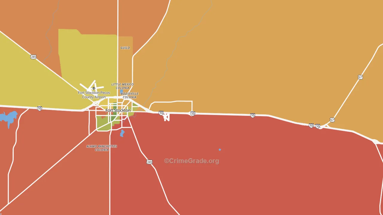 Pecos County, TX Map of Drug-Related Crime Rates