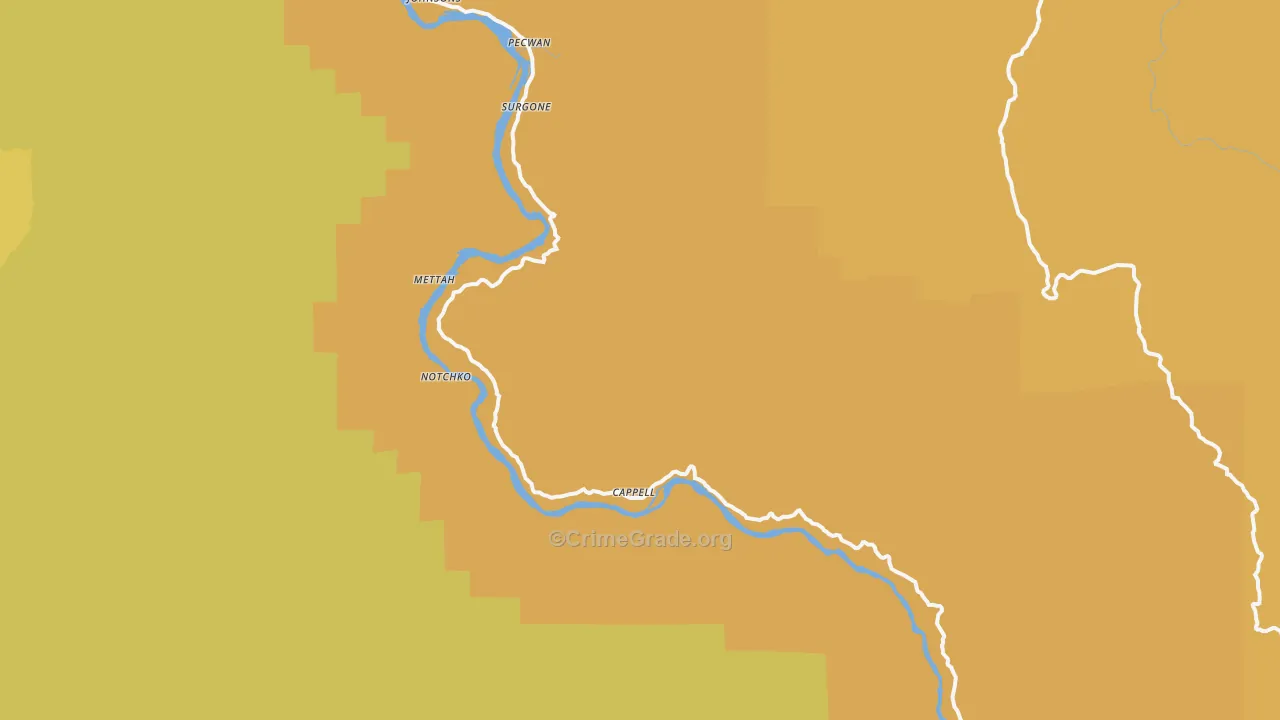 Pecwan, CA Map of Drug-Related Crime Rates