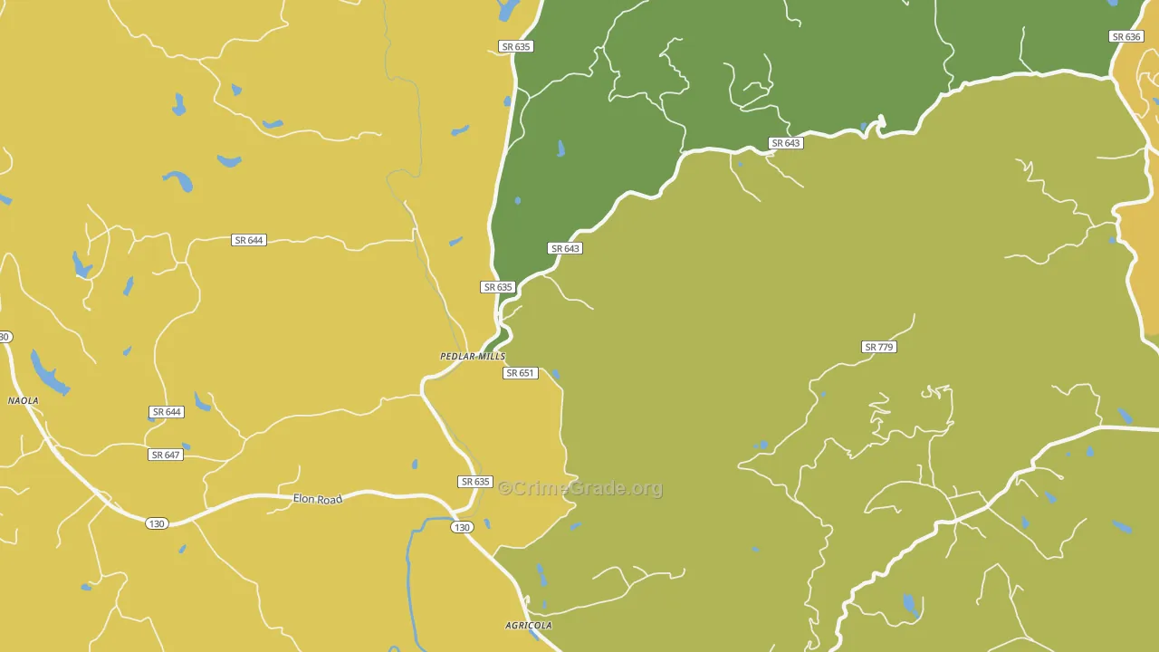 Pedlar Mills, VA Map of Drug-Related Crime Rates