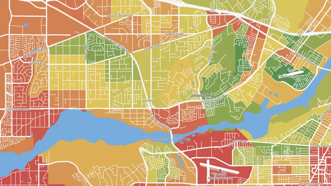 Pedley, CA Map of Drug-Related Crime Rates