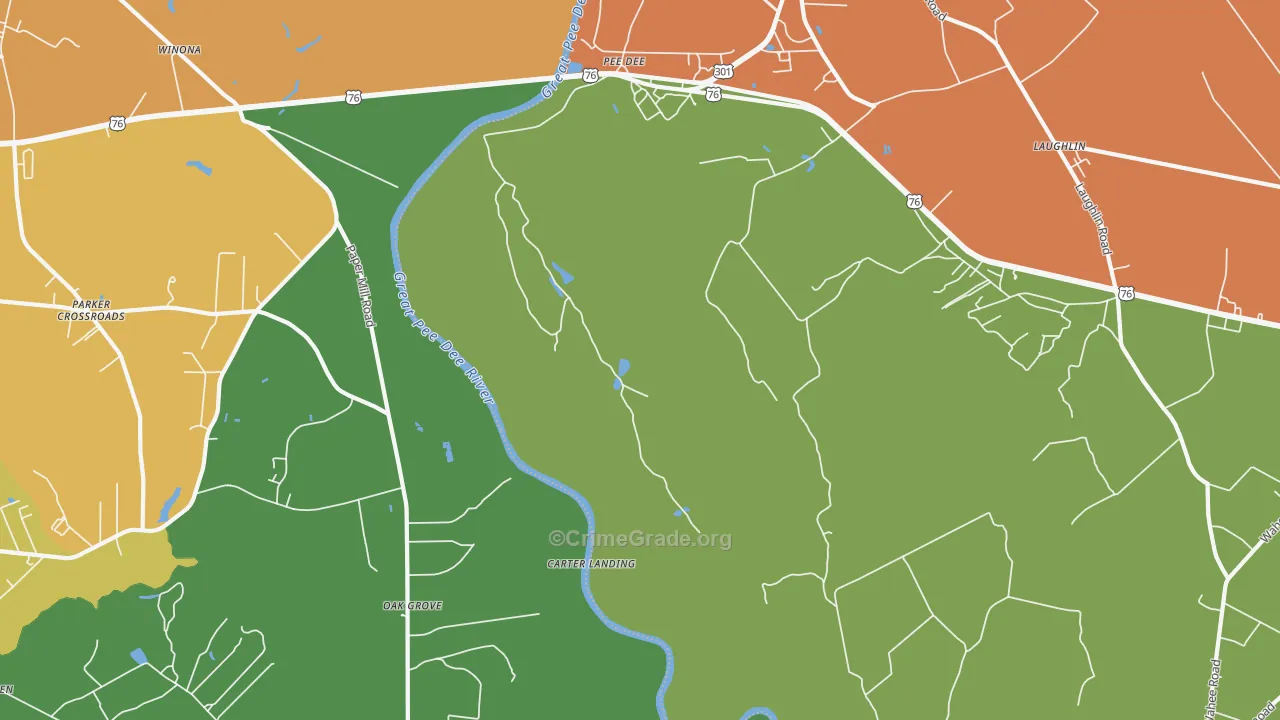 Pee Dee, SC Map of Drug-Related Crime Rates