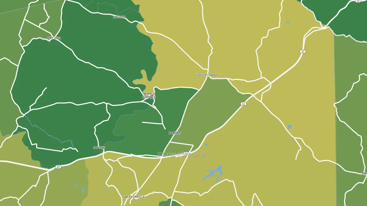 Peebles, OH Map of Drug-Related Crime Rates