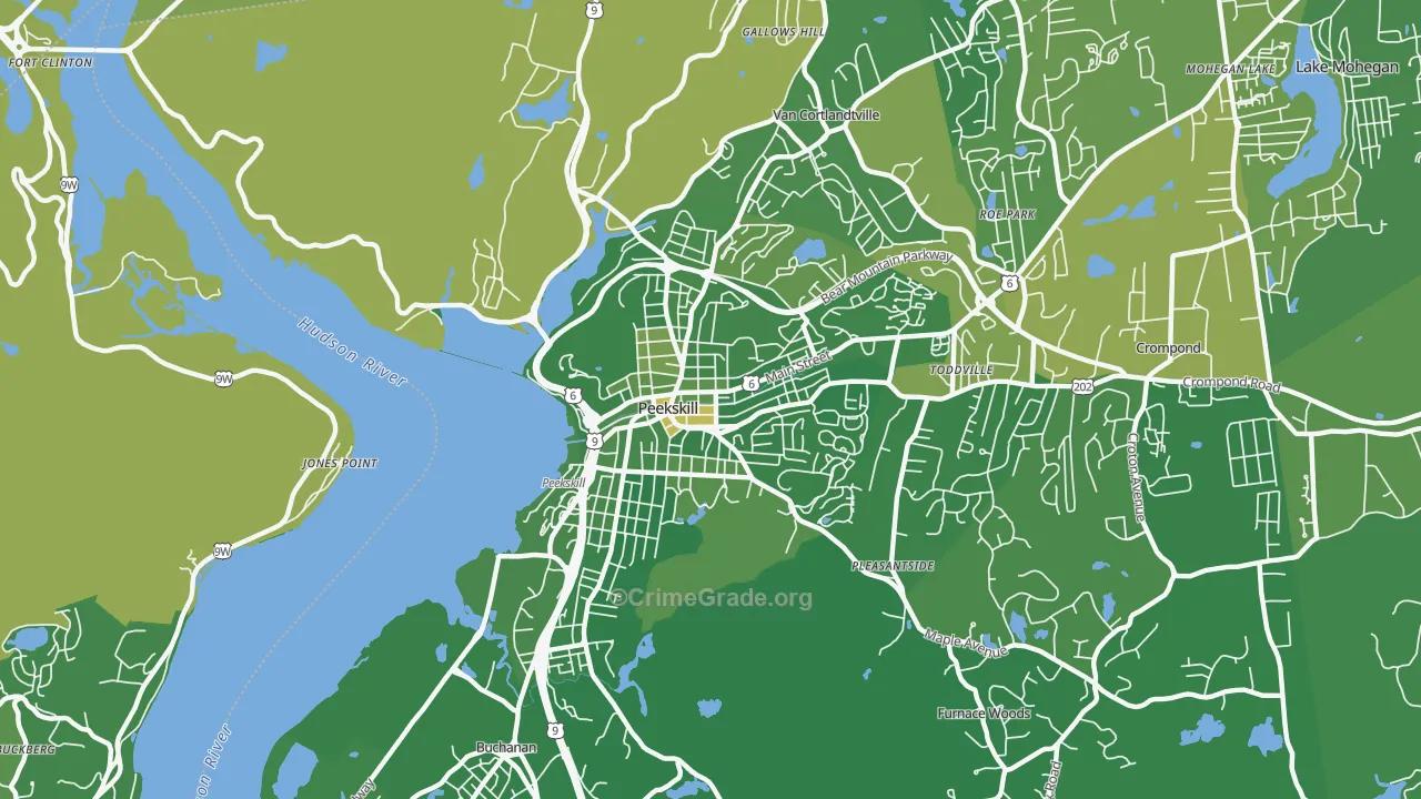 Peekskill, NY Map of Drug-Related Crime Rates