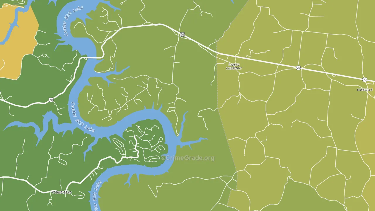 Peeled Chestnut, TN Map of Drug-Related Crime Rates