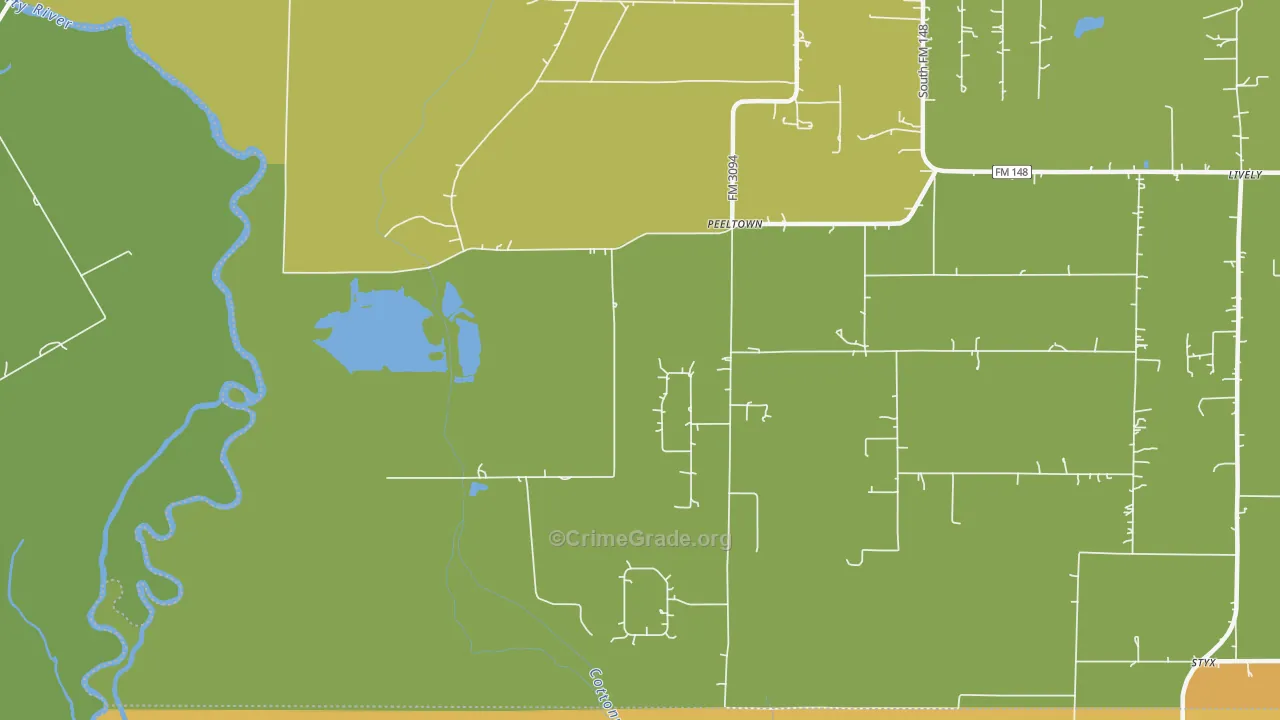 Peeltown, TX Map of Drug-Related Crime Rates
