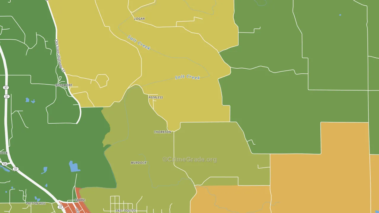 Peerless, IN Map of Drug-Related Crime Rates