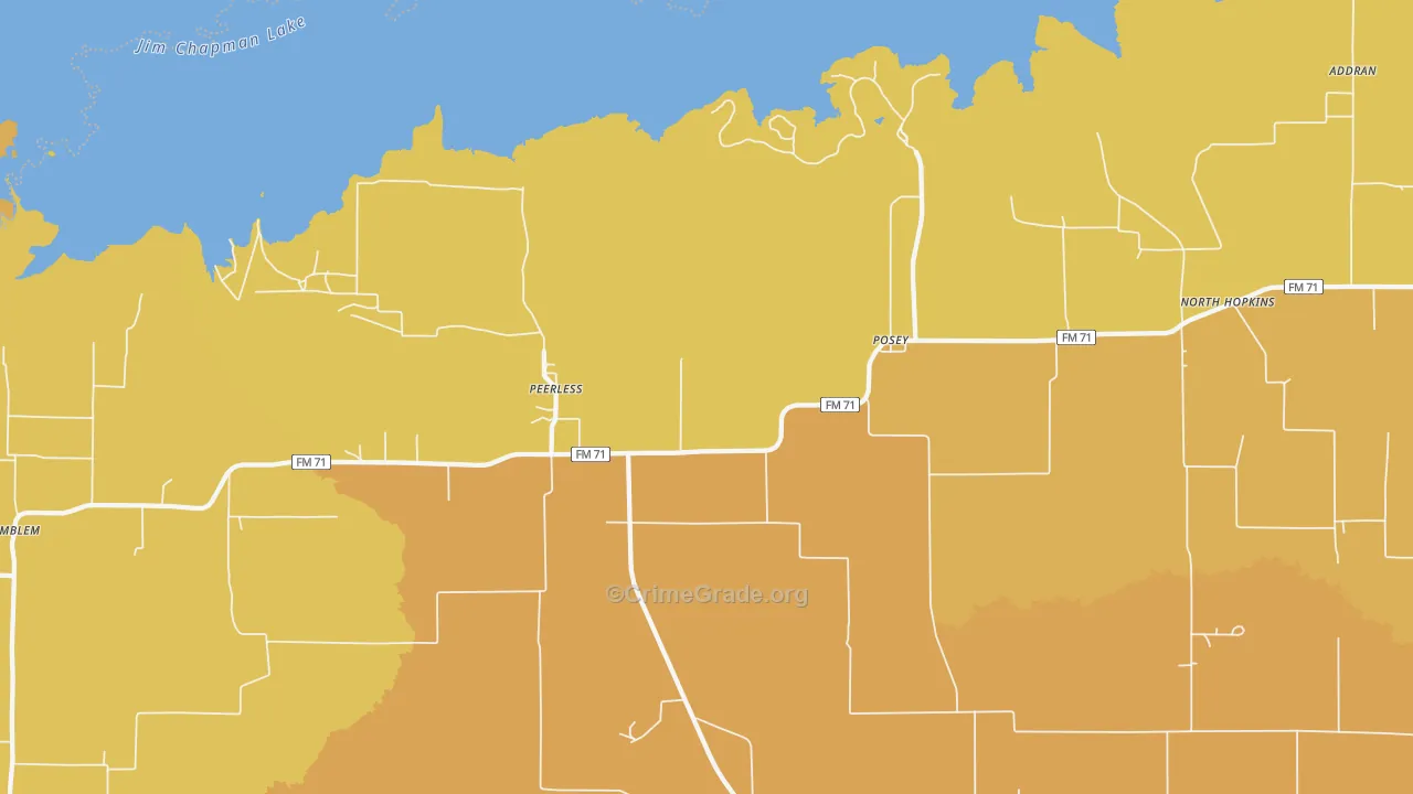 Peerless, TX Map of Drug-Related Crime Rates