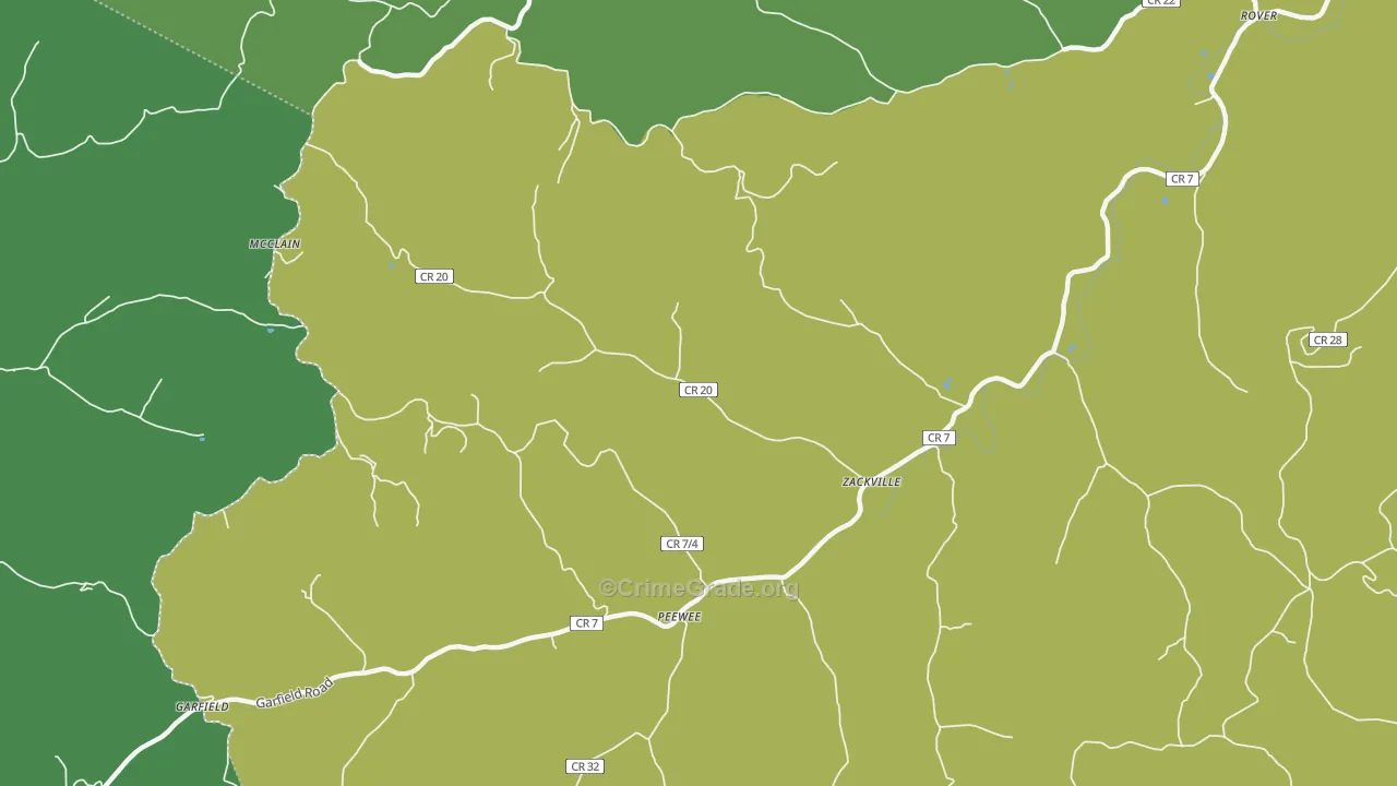 Peewee, WV Map of Drug-Related Crime Rates