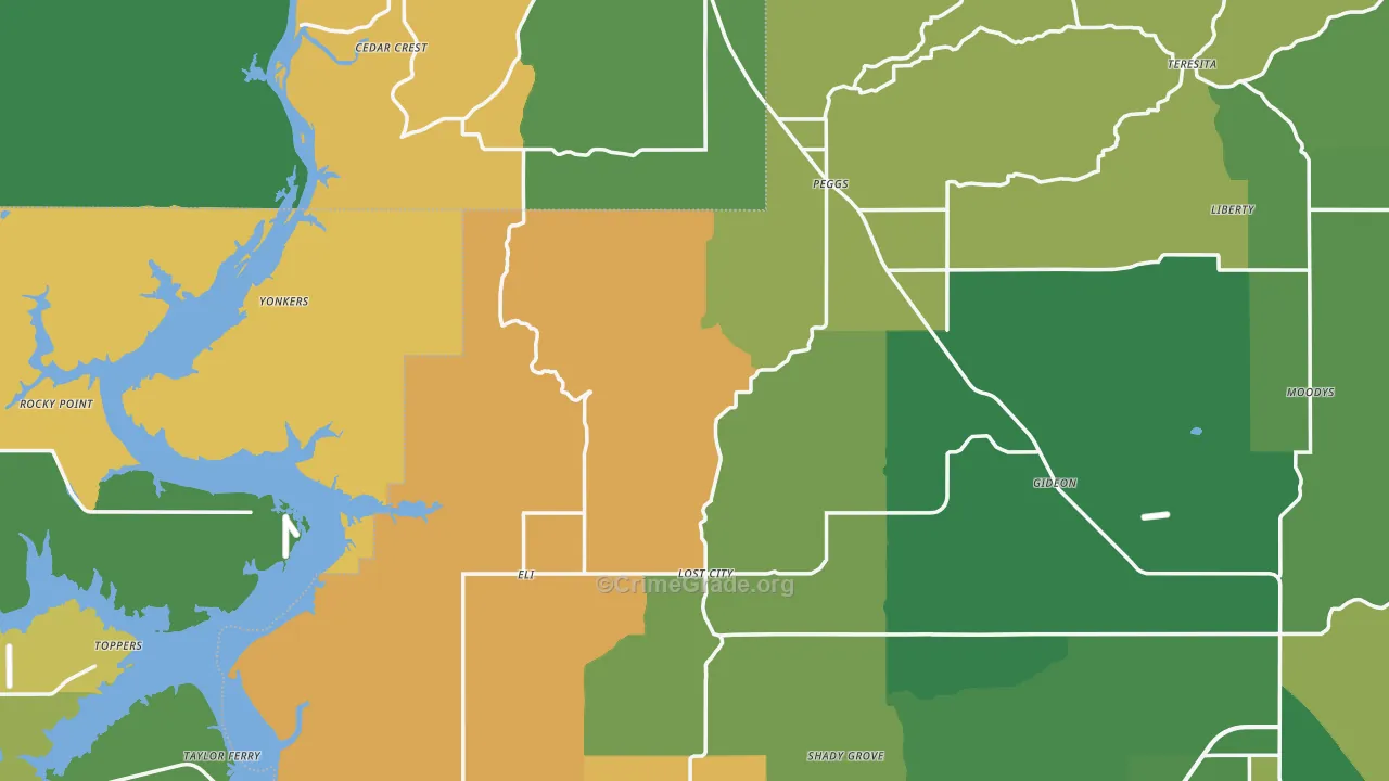 Peggs, OK Map of Drug-Related Crime Rates