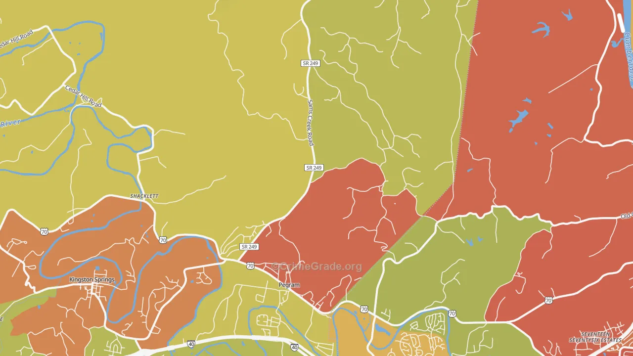 Pegram, TN Map of Drug-Related Crime Rates