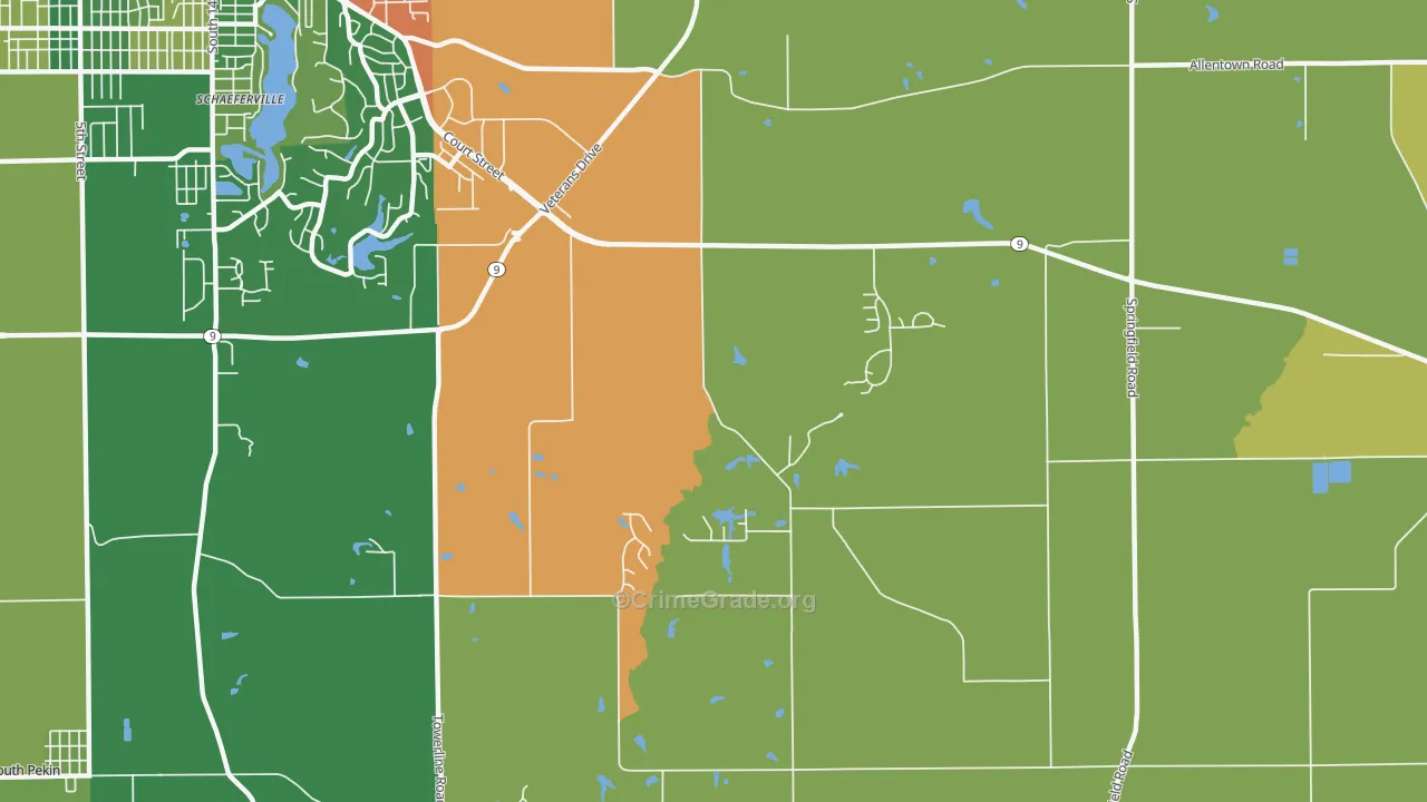 Pekin Heights, IL Map of Drug-Related Crime Rates