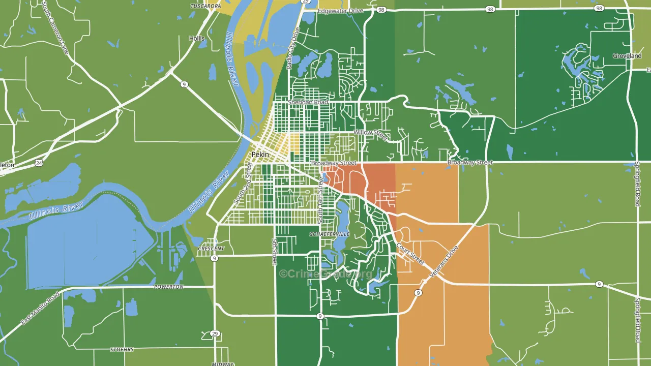 Pekin, IL Map of Drug-Related Crime Rates