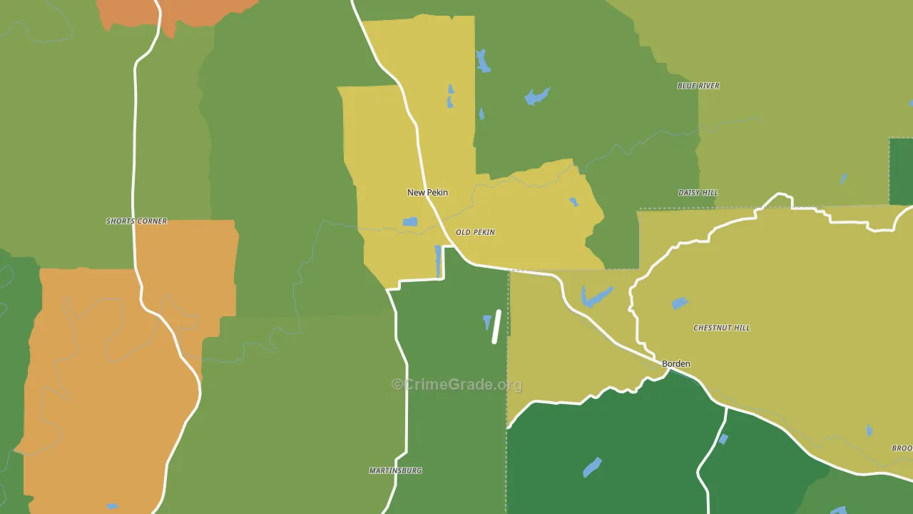 Pekin, IN Map of Drug-Related Crime Rates
