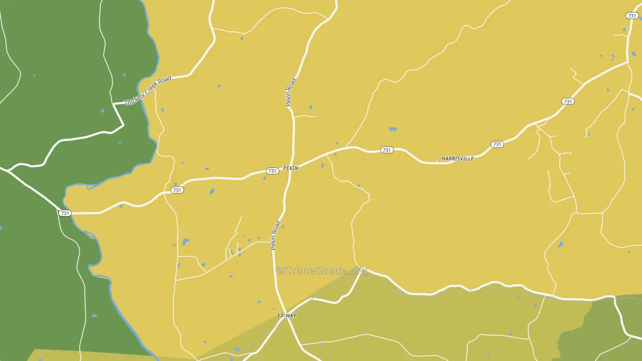 Pekin, NC Map of Drug-Related Crime Rates