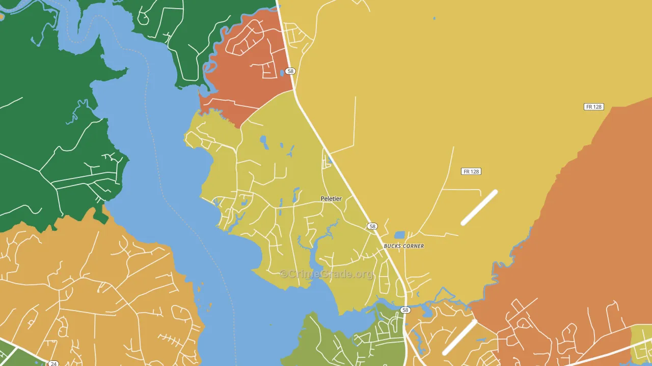 Peletier, NC Map of Drug-Related Crime Rates