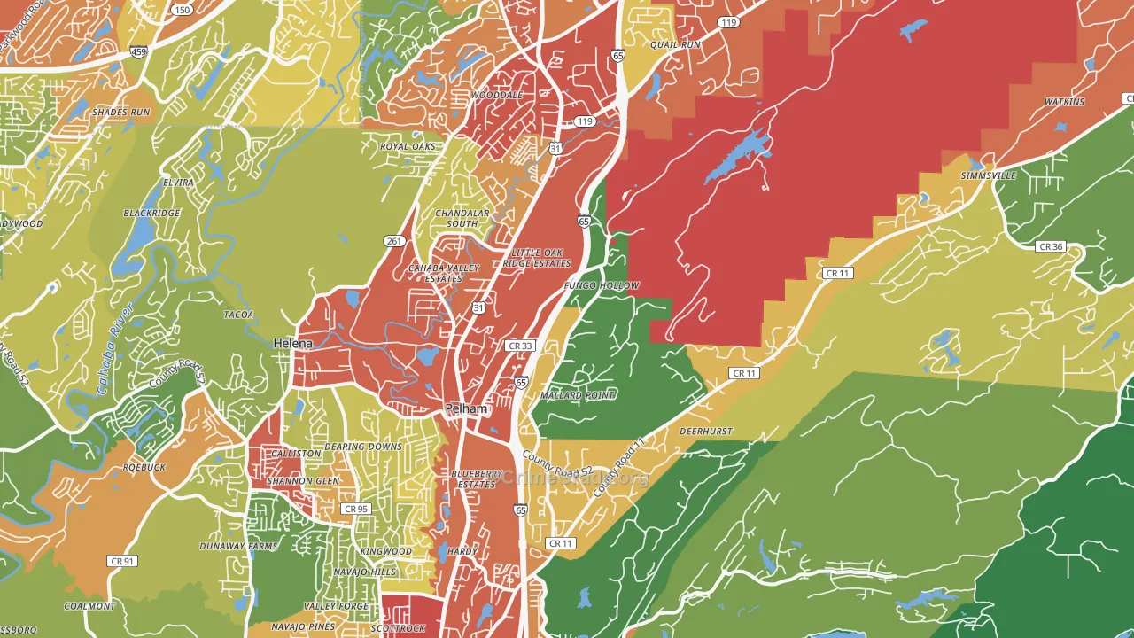 Pelham, AL Map of Drug-Related Crime Rates