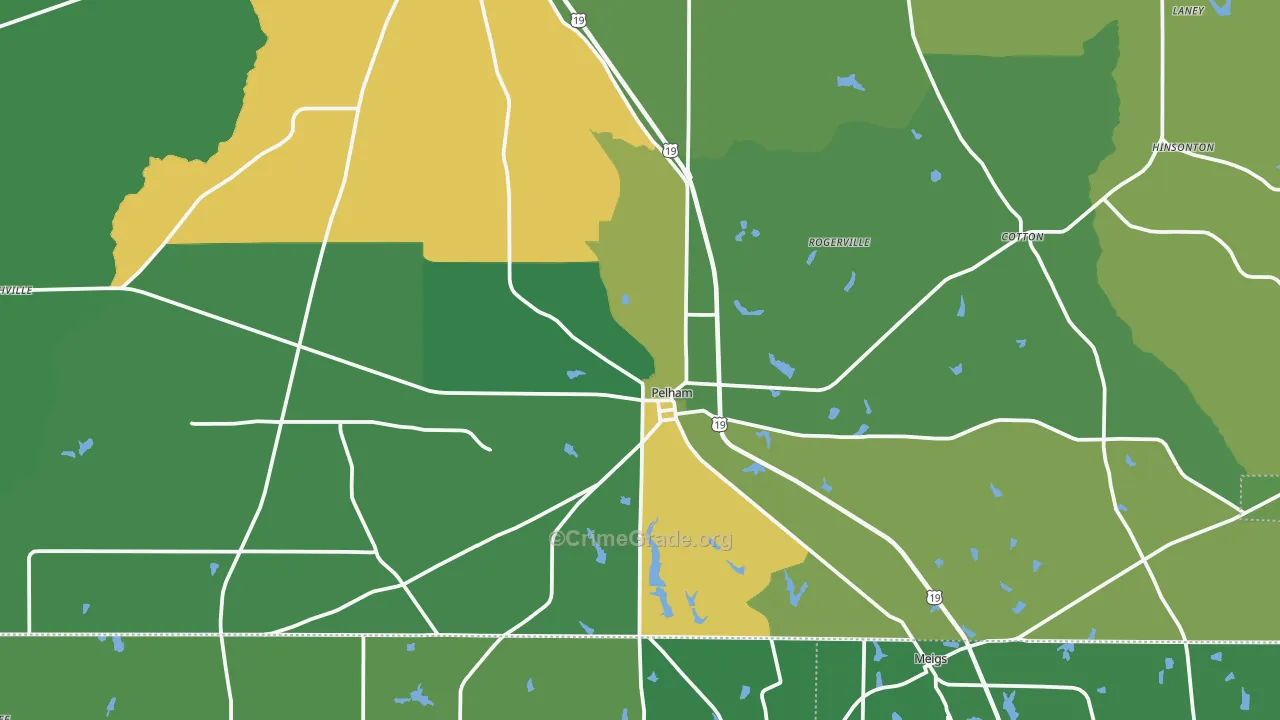 Pelham, GA Map of Drug-Related Crime Rates