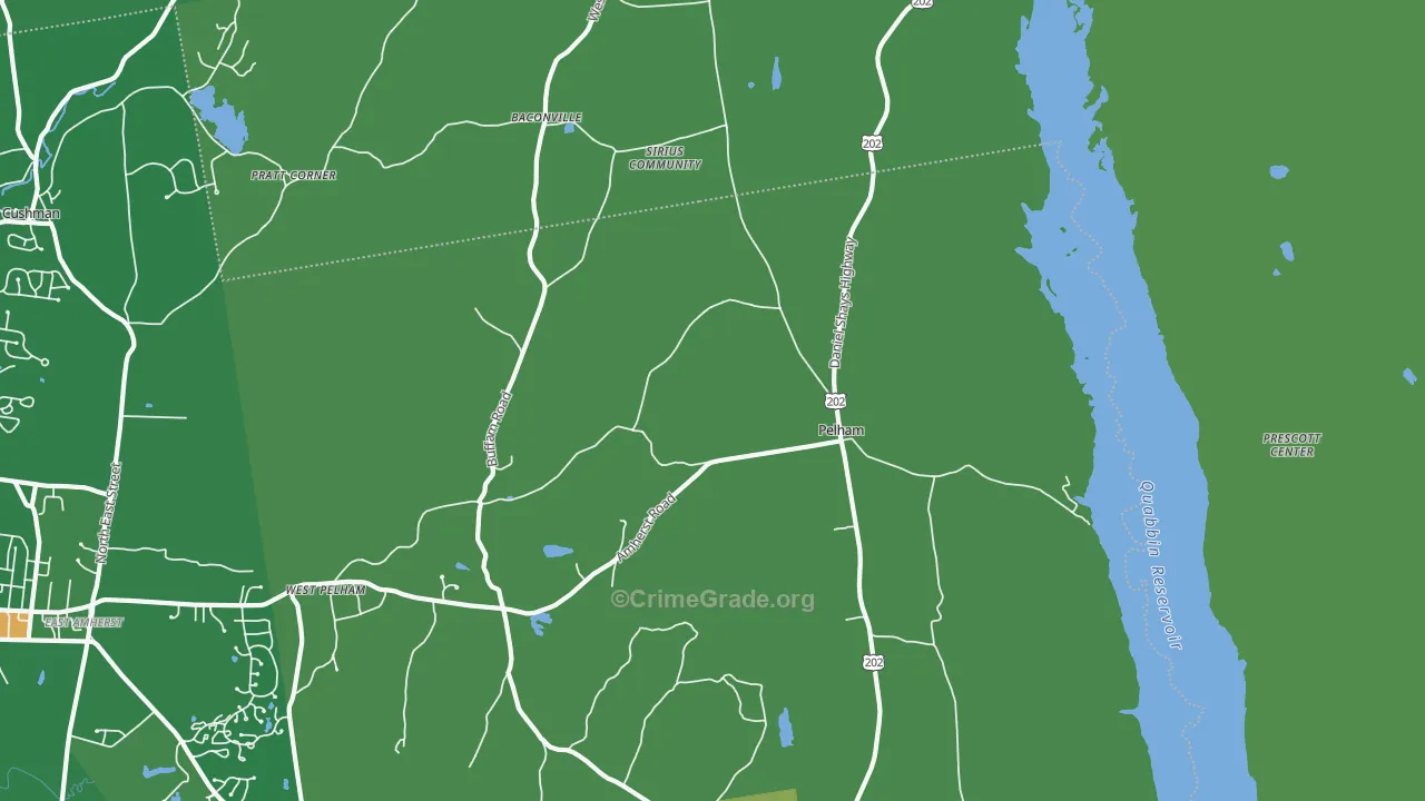 Pelham, MA Map of Drug-Related Crime Rates
