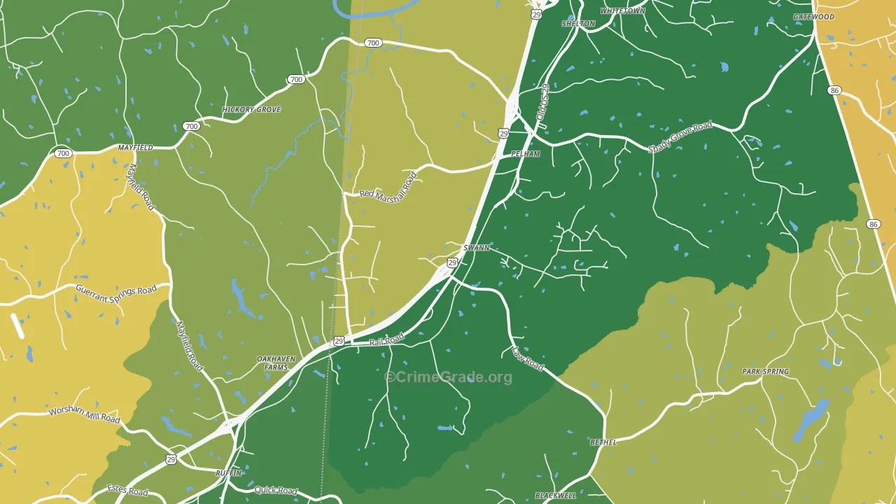 Pelham, NC Map of Drug-Related Crime Rates