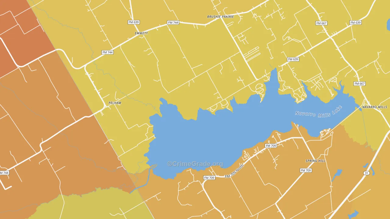 Pelham, TX Map of Drug-Related Crime Rates