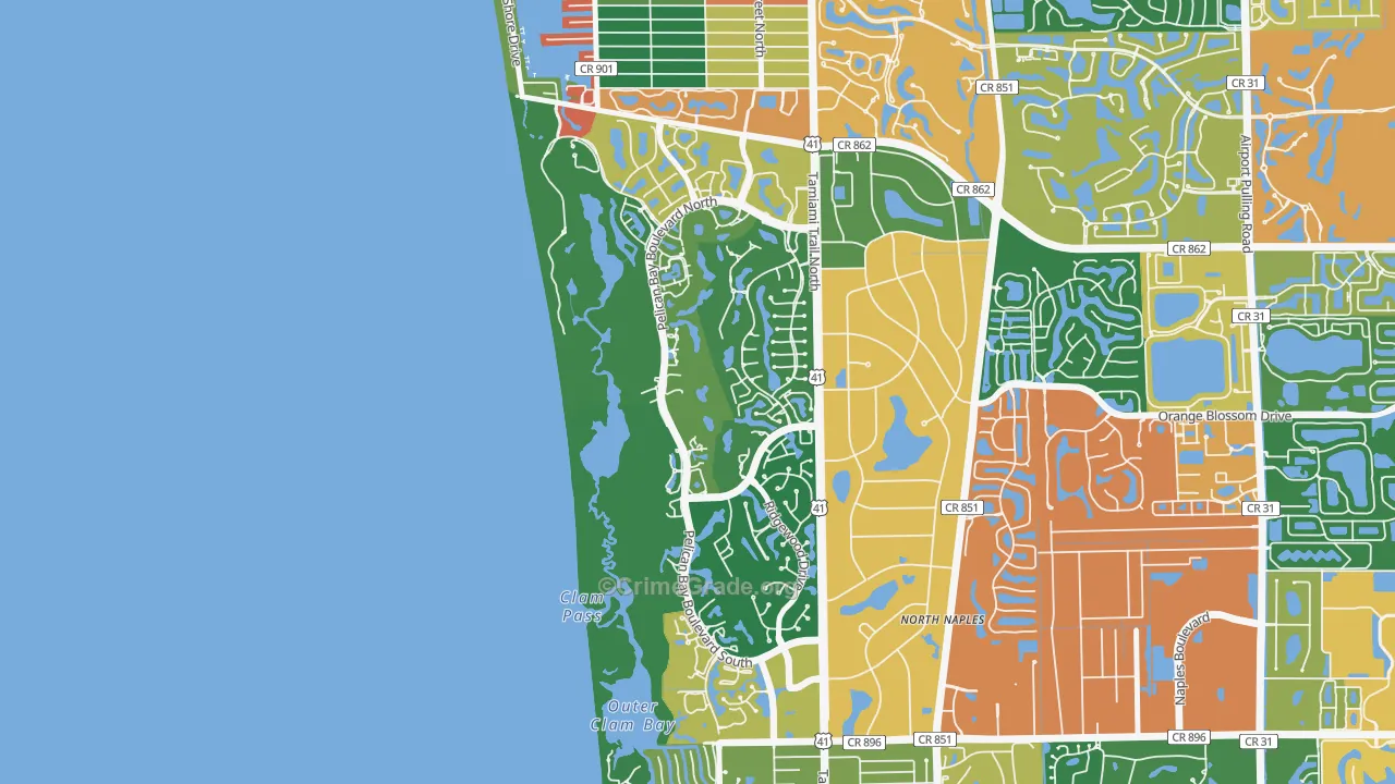 Pelican Bay, Naples, FL Map of Drug-Related Crime Rates