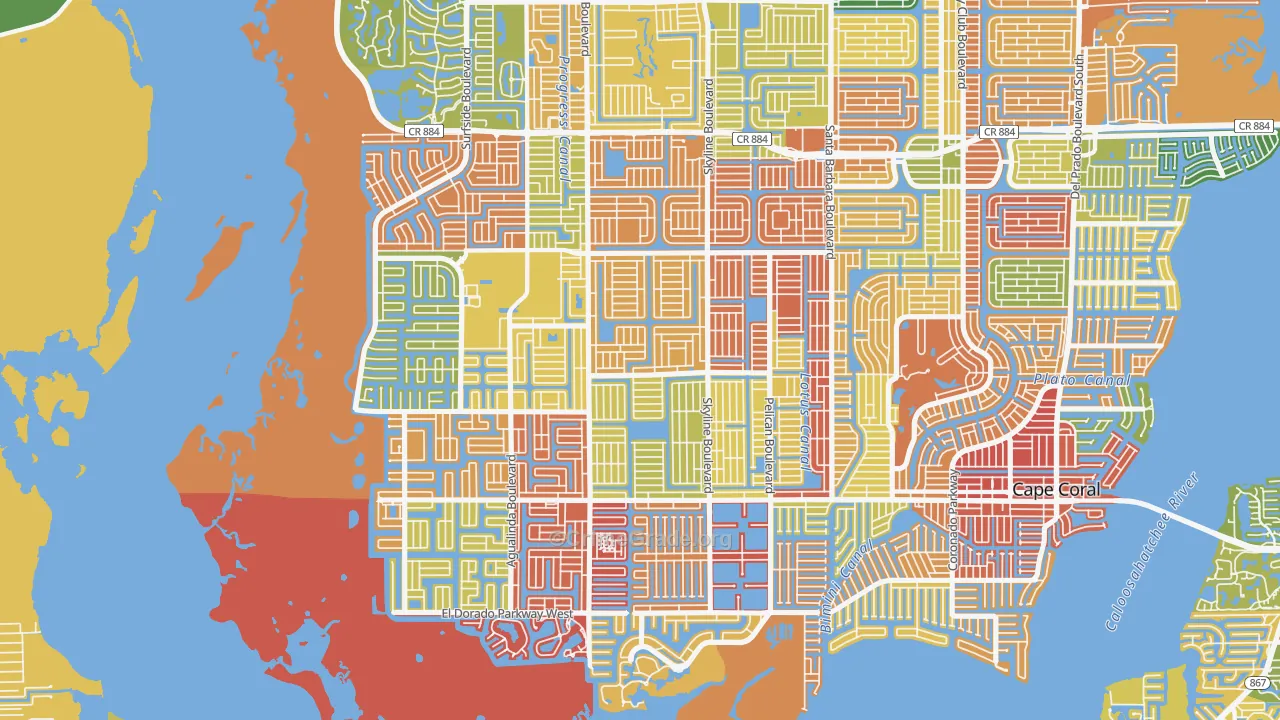 Pelican, Cape Coral, FL Map of Drug-Related Crime Rates
