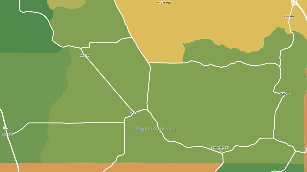 Pelican, LA Map of Drug-Related Crime Rates