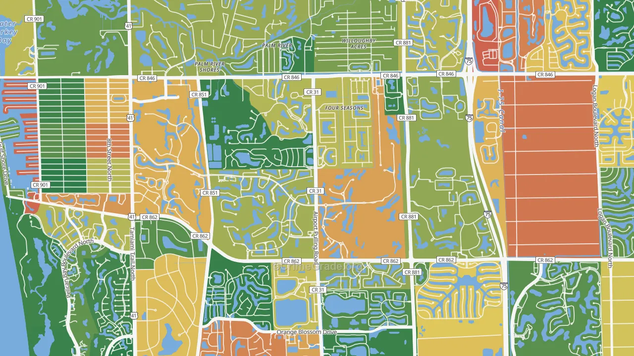 Pelican Marsh, Naples, FL Map of Drug-Related Crime Rates