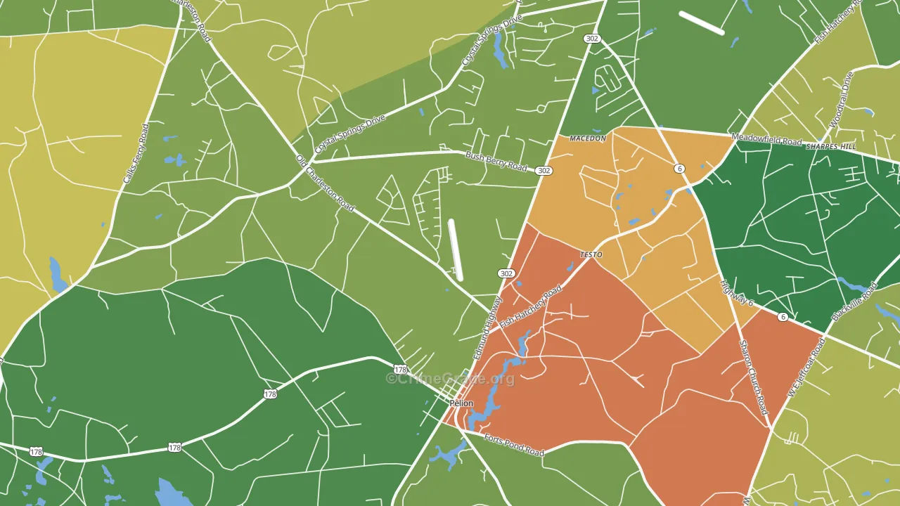 Pelion, SC Map of Drug-Related Crime Rates