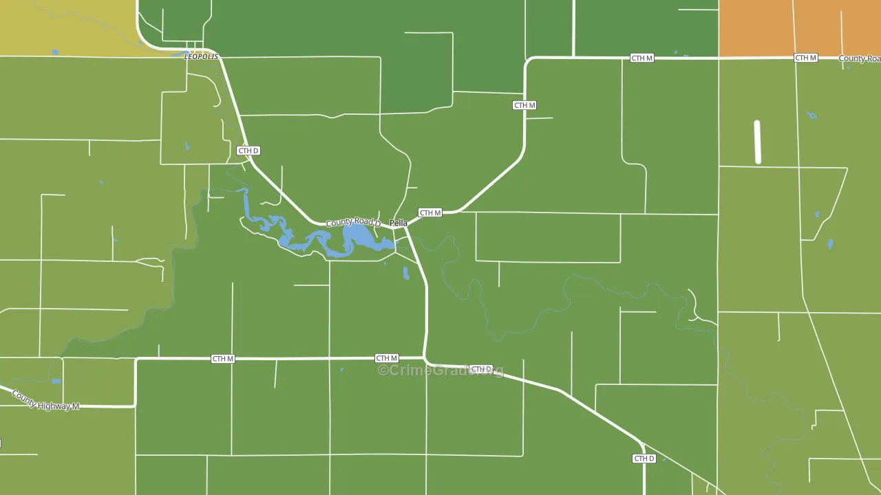 Pella, WI Map of Drug-Related Crime Rates